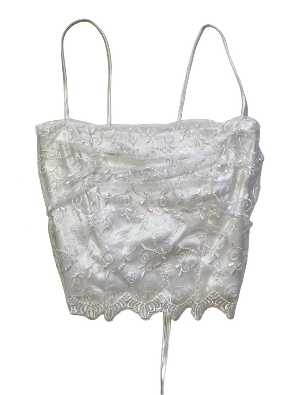 Vintage A Fortiori Satin Lace White Corset Camisole Top